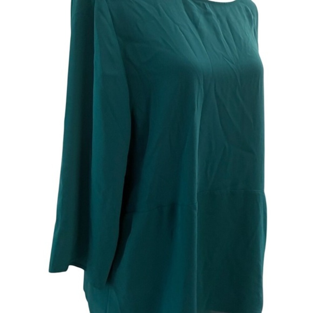 Chico's Asymmetrical Tunic Top Tapestry Teal 3/4 Sleeve Fashion Popover Size 3 - Picture 4 of 8